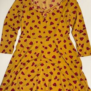 Elegant Yellow Floral Dress